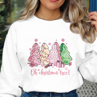 Oh Christmas Tree with Pink and Green Trees DTF Transfer