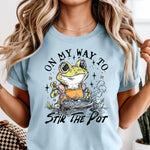 On My Way to Stir the Pot Frog DTF Transfer