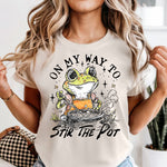 On My Way to Stir the Pot Frog DTF Transfer