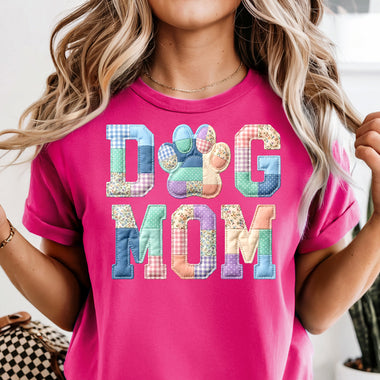 Pastel Quilted Dog Mom DTF Transfer