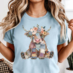 Patchwork Highland Cow DTF Transfer