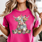 Patchwork Highland Cow DTF Transfer