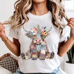 Patchwork Highland Cow DTF Transfer