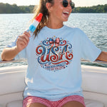 USA in Swirls DTF Transfer