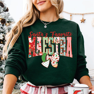Christmas Pattern Santa's Favorite Maestra