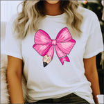 Pencil Bow Pink DTF Transfer