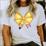 Pencil Bow Yellow DTF Transfer