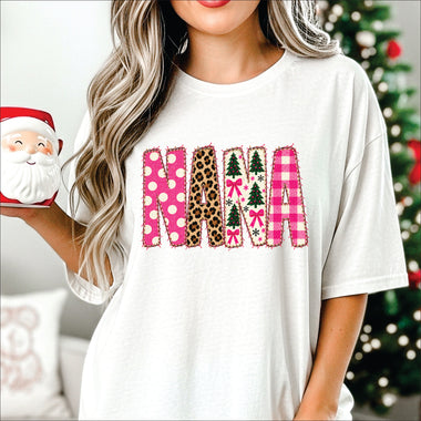 Nana Pink Cheetah Christmas DTF Transfer