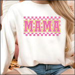 Pink Glitter Check Mama DTF Transfer