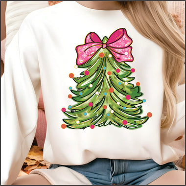 Pretty Tree with Pink Bow DTF Transfer