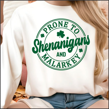 Prone to Shenanigans & Malarkey DTF Transfer