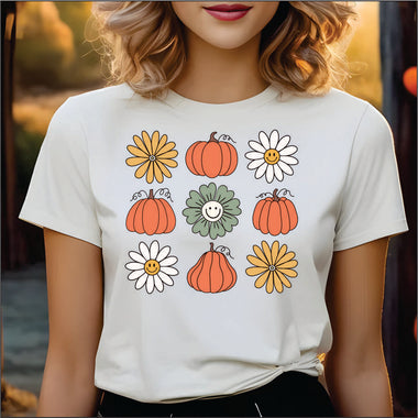 Pumpkins and Flowers DTF Transfer