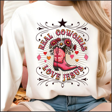 Real Cowgirls Love Jesus DTF Transfer