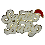 Santa Baby White words with Gold outline Chenille Patch9