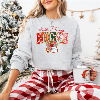 Santa's Favorite Nurse Christmas DTF Transfer