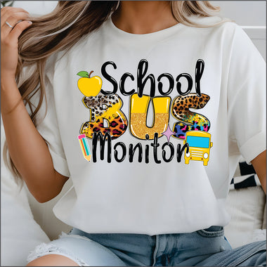 School Bus Monitor Circle DTF Transfer