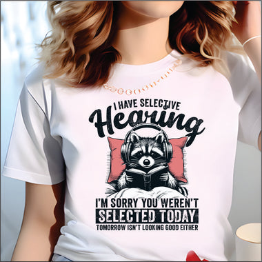 Selective Hearing Racoon DTF Transfer