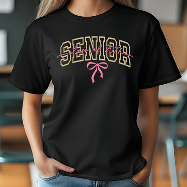 Senior Class of 2027 Gold and Pink Bow DTF Transfer