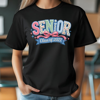 Senior Class of 2027 Faux Emb Patch with bow DTF Transfer