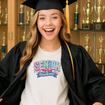 Senior Class of 2027 Faux Emb Floral and pinstripe DTF Transfer