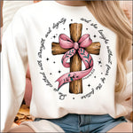 She is Clothed Cross with Pink Ribbon DTF Transfer