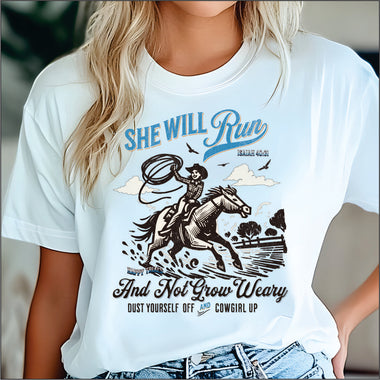 She will Run and not Grow Weary DTF Transfer