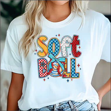 Softball Bright Pattern DTF Transfer