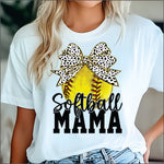 Softball Mama Ball w Bow DTF Transfer