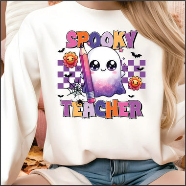 Spooky Teacher Checkered DTF Transfer