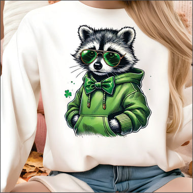 St Patricks Racoon DTF Transfer