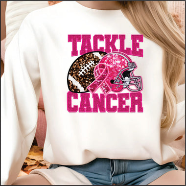 Tackle Cancer Faux Glitter Block Print DTF Transfer