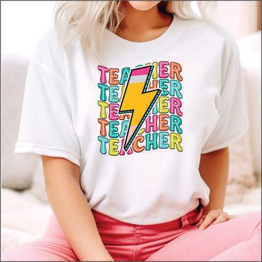 Teacher Repeat Lightning bolt Pencil