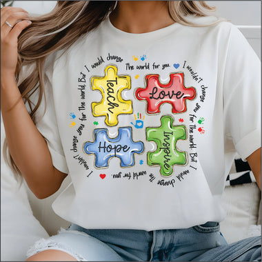 Autism Puzzle Pieces DTF Transfer