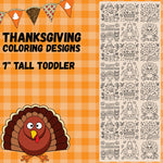 Thanksgiving Coloring designs 7" Toddler - 60" Gang sheet