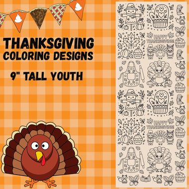 Thanksgiving Coloring designs 9" Youth - 60" Gang sheet