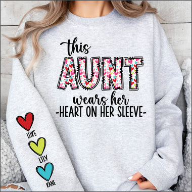 This Aunt Wears her Heart on her Sleeve DTF Transfer