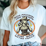 This Cowgirl loves Jesus Black Print DTF Transfer