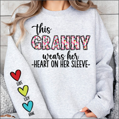 This Granny Wears her Heart on her Sleeve DTF Transfer