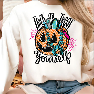 Trick or Treat Yourself Black Print DTF Transfer