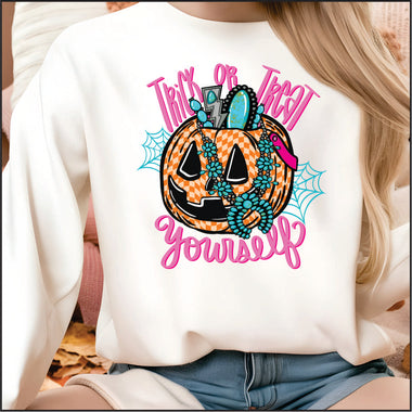 Trick or Treat Yourself Pink Print DTF Transfer