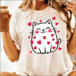 Valentine Cat with Hearts DTF Transfer