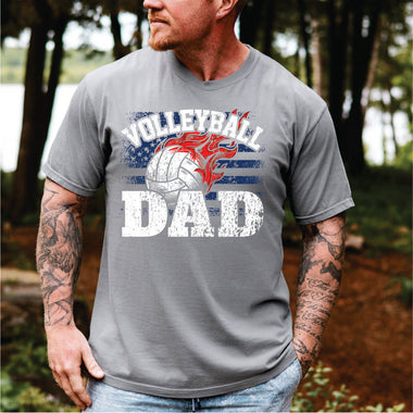 Volleyball Dad Flag & Ball w Flames