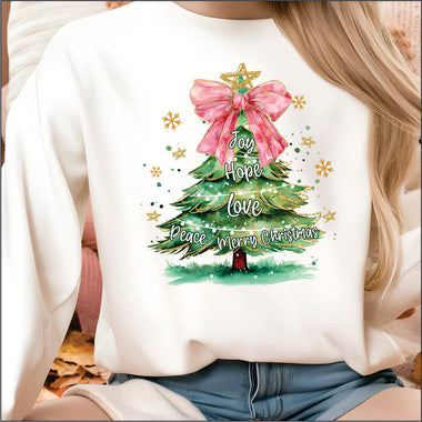 Watercolor Tree Joy Hope Love DTF Transfer