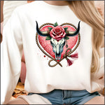 Western Valentine Bull Skull DTF Transfer