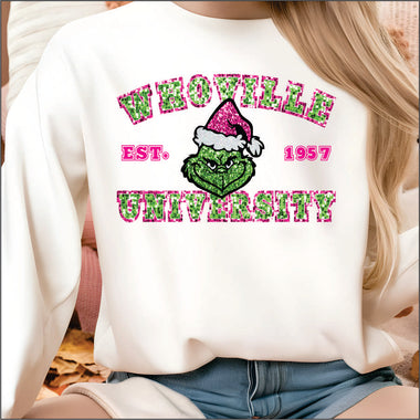 Whoville University Faux Gliltter DTF Transfer