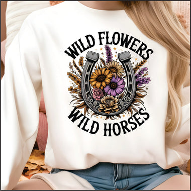 Wild Flowers Wild Horses Shoe DTF Transfer