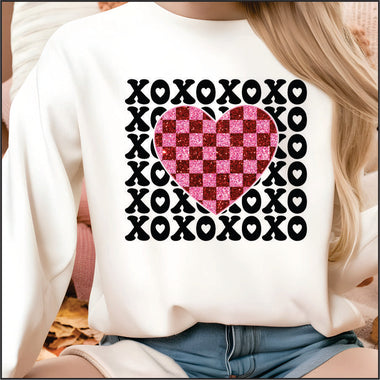 XO Checkered Heart DTF Transfer