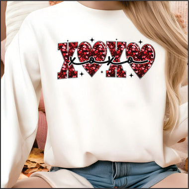 XOXO Faux Glitter Hearts DTF Transfer